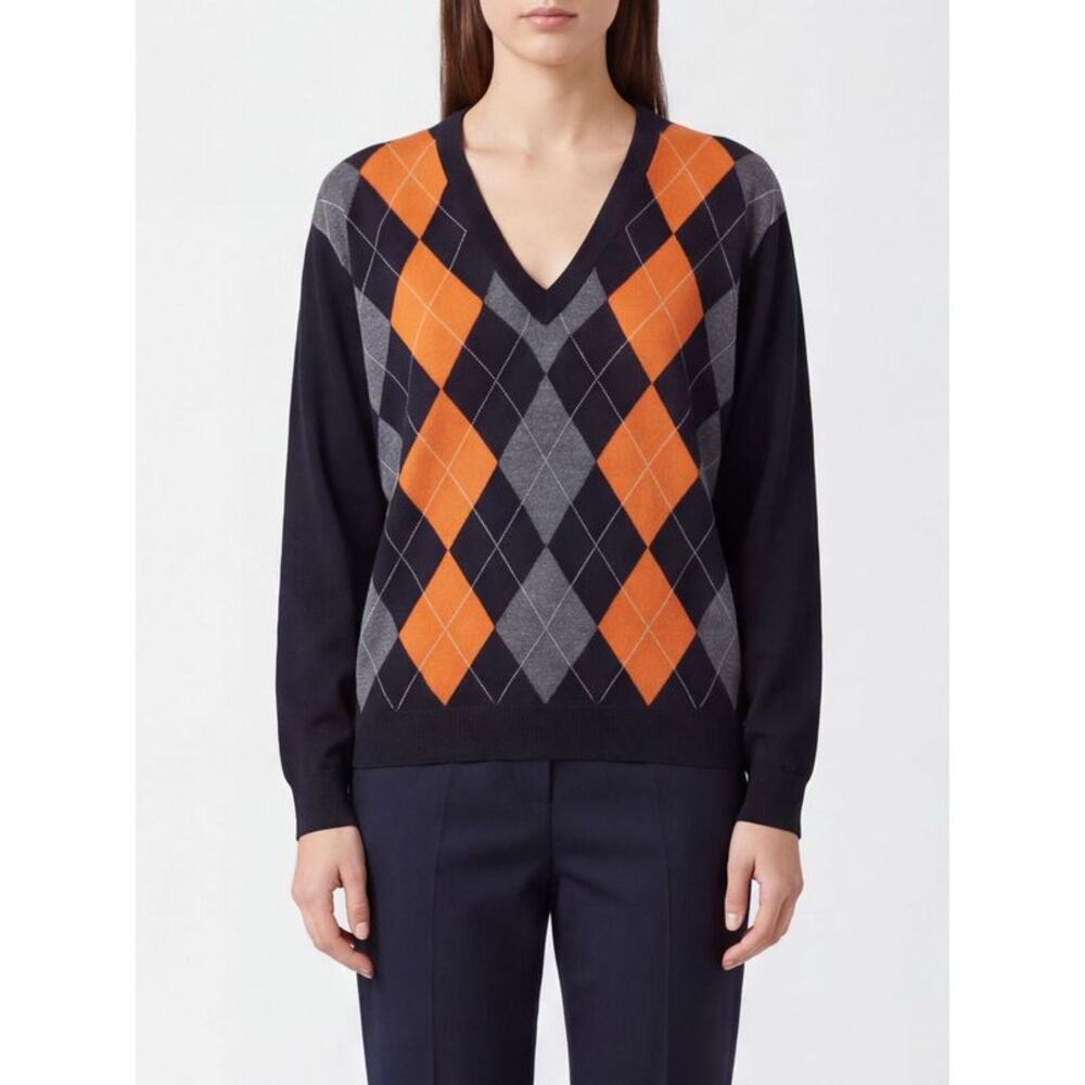 Semicouture Women Argyle Virgin Wool Jumper Semicouture With V-Neck